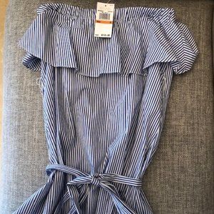 Michael Kors Strapless Tide Blue Short Dress